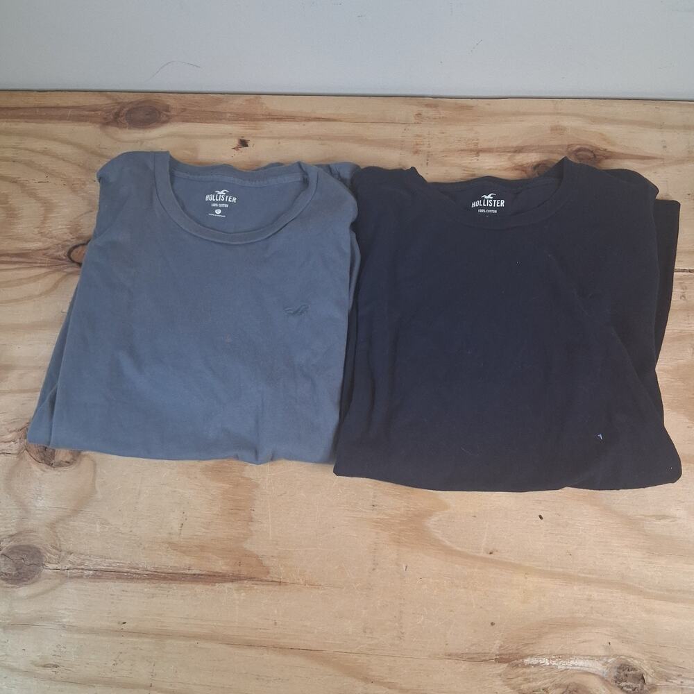 Hollister Mens Tee Shirt Sz L Lot Of 2 Blue Short Sleeve Shirts Preppy School